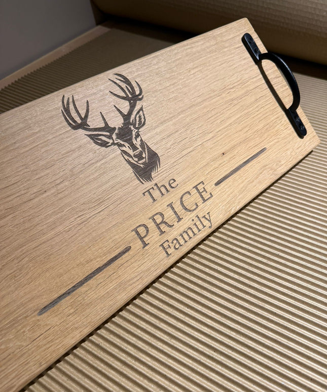 Personalised Oak Handle Serving Board The Rolling Cow