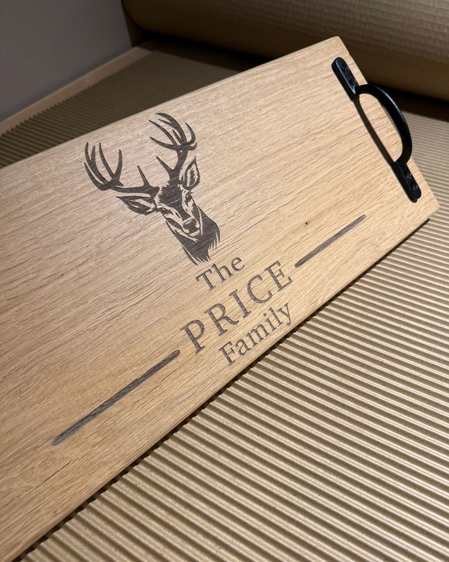 Personalised Oak Handle Serving Board The Rolling Cow