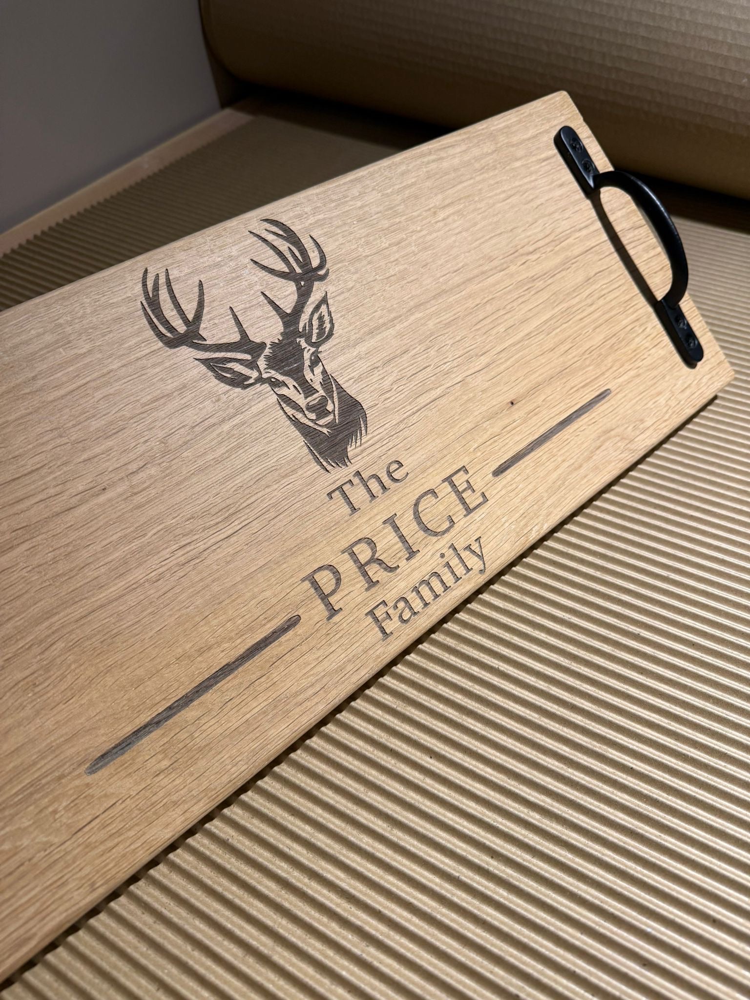 Personalised Oak Handle Serving Board The Rolling Cow