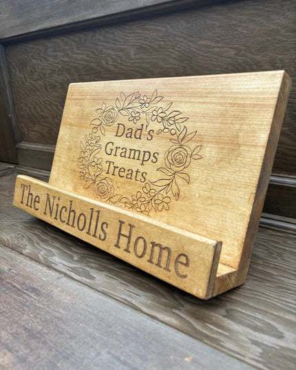 Engraved Wooden Cookbook Stand The Rolling Cow