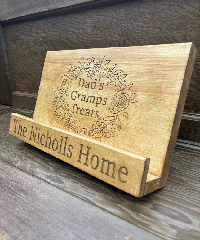 Engraved Wooden Cookbook Stand The Rolling Cow
