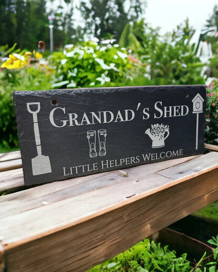 Personalised Slate Shed Sign The Rolling Cow