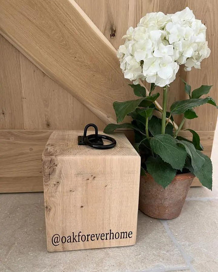 Engraved Oak Doorstop The Rolling Cow