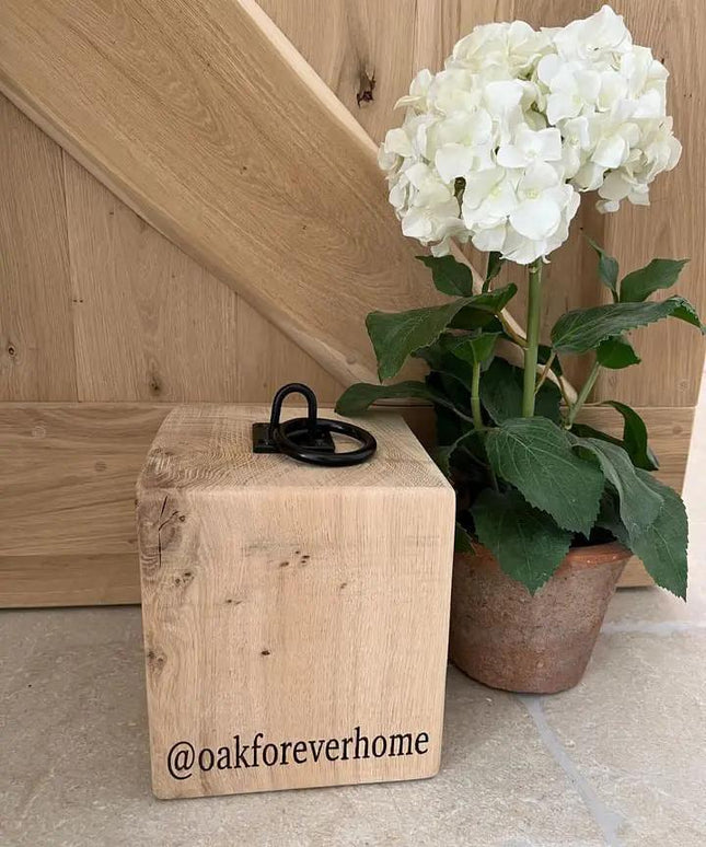 Engraved Oak Doorstop The Rolling Cow