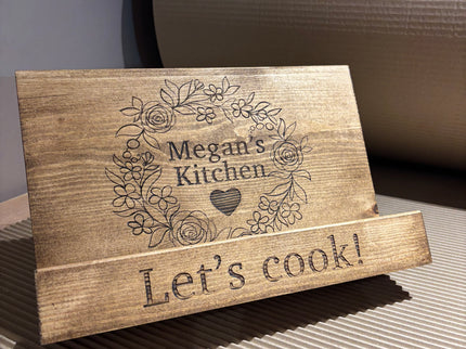 Engraved Wooden Cookbook Cook Book Stand The Rolling Cow