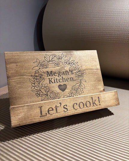 Engraved Wooden Cookbook Cook Book Stand The Rolling Cow