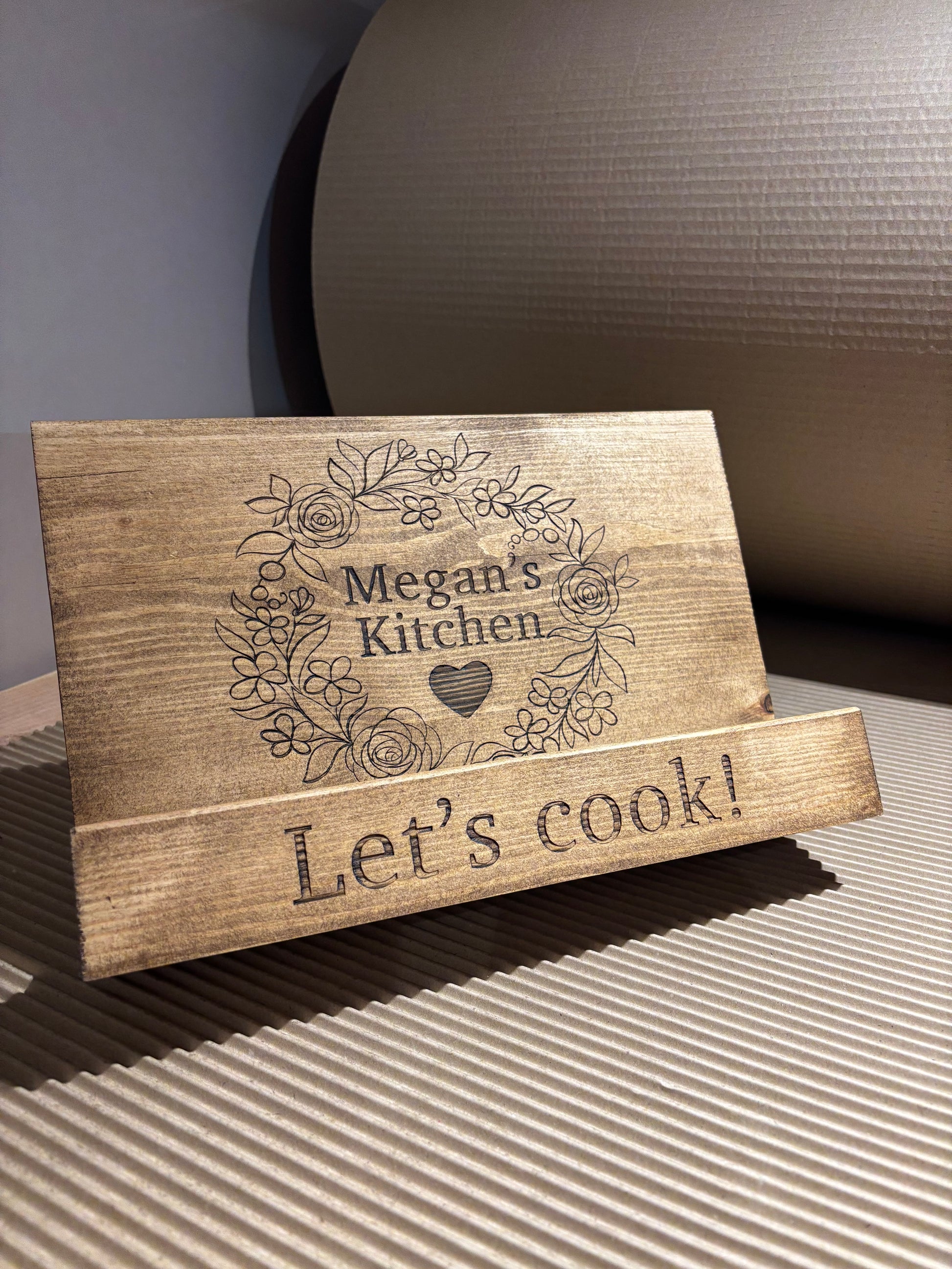 Engraved Wooden Cookbook Cook Book Stand The Rolling Cow