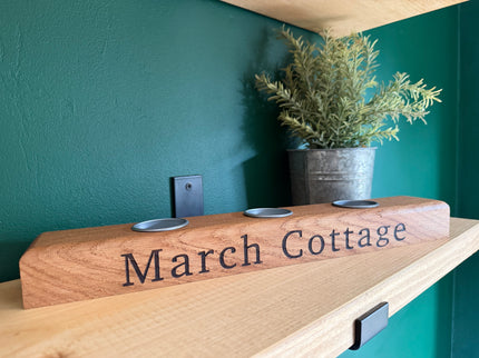 Personalised Oak Tea Light Candle Holder