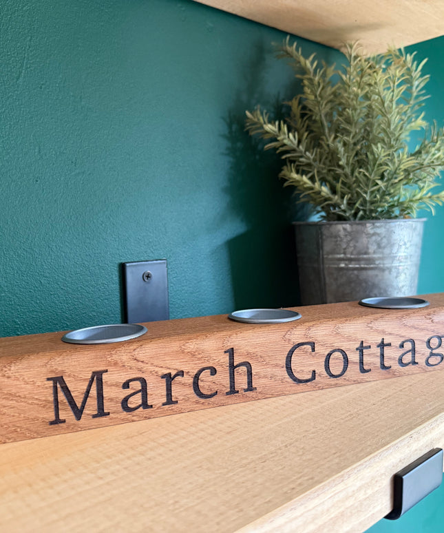 Personalised Oak Tea Light Candle Holder