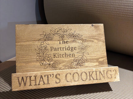 Engraved Wooden Cookbook Cook Book Stand The Rolling Cow