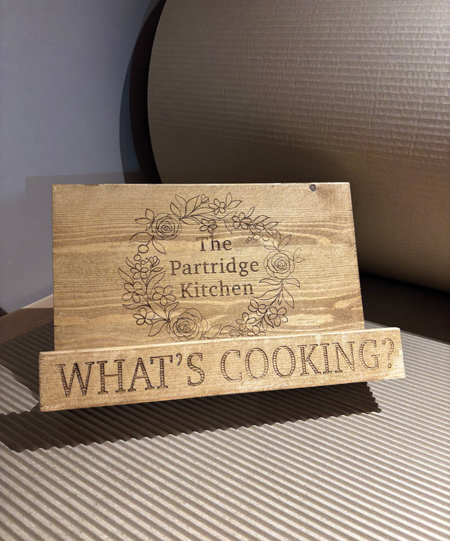 Engraved Wooden Cookbook Cook Book Stand The Rolling Cow