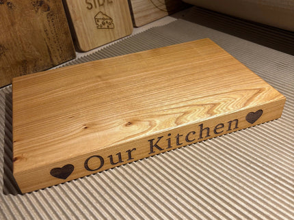Engraved Solid Oak Wood Large Chopping Board The Rolling Cow