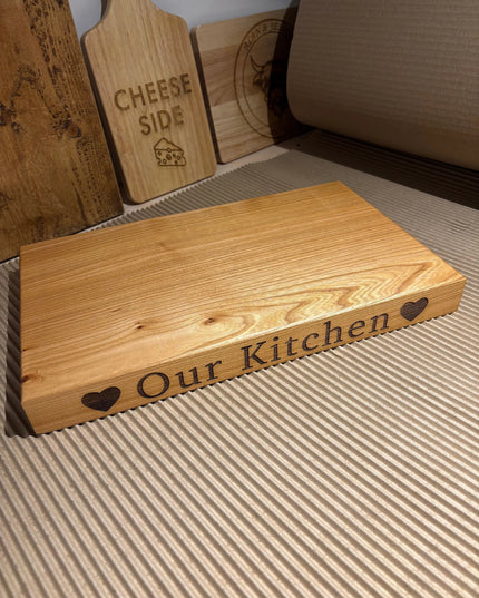 Engraved Solid Oak Wood Large Chopping Board The Rolling Cow