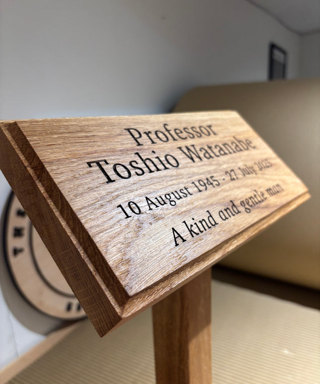 Oak Engraved Memorial Plaque The Rolling Cow