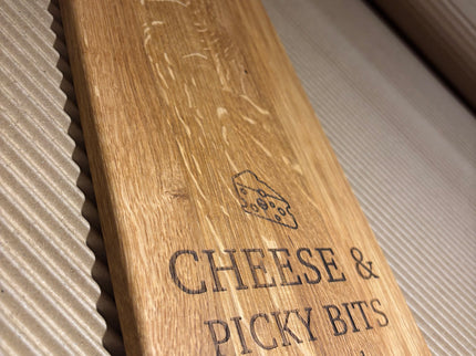 Personalised Block Oak Christmas Cheese  and Picky Bits Paddle Board The Rolling Cow