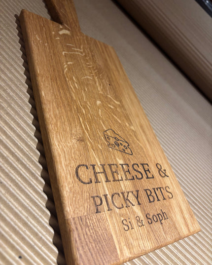 Personalised Block Oak Christmas Cheese  and Picky Bits Paddle Board The Rolling Cow