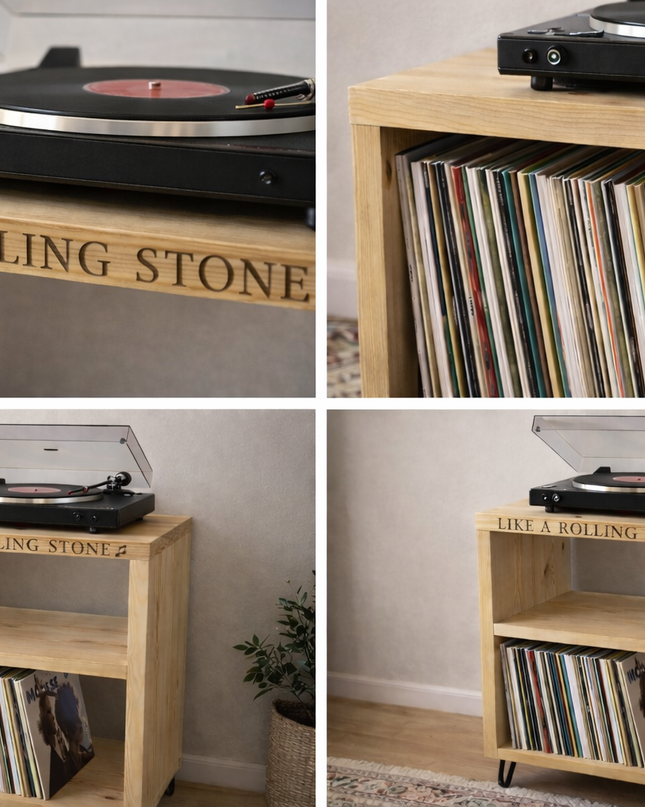 Handmade Personalised Turntable Stand with Vinyl Record Storage