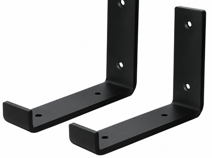 15cm Black Metal Shelf Brackets | Heavy Duty Floating Shelf Brackets (Pair)