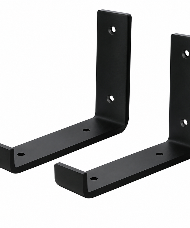 15cm Black Metal Shelf Brackets | Heavy Duty Floating Shelf Brackets (Pair)