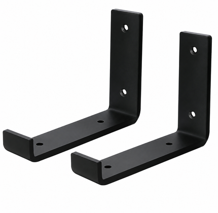 15cm Black Metal Shelf Brackets | Heavy Duty Floating Shelf Brackets (Pair)