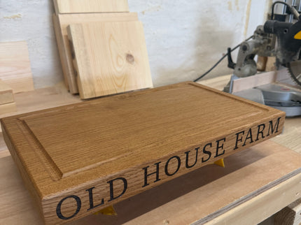 Engraved Solid Oak Wood Large Chopping Board