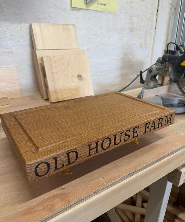 Engraved Solid Oak Wood Large Chopping Board