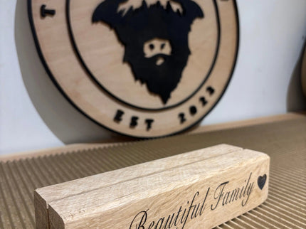 Engraved Oak Photo Block The Rolling Cow