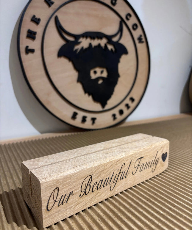 Engraved Oak Photo Block The Rolling Cow