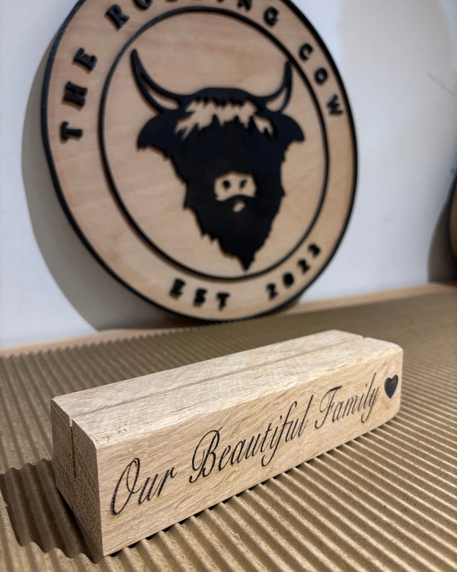 Engraved Oak Photo Block The Rolling Cow