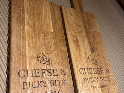 Personalised Block Oak Christmas Cheese  and Picky Bits Paddle Board The Rolling Cow