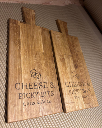Personalised Block Oak Christmas Cheese  and Picky Bits Paddle Board The Rolling Cow
