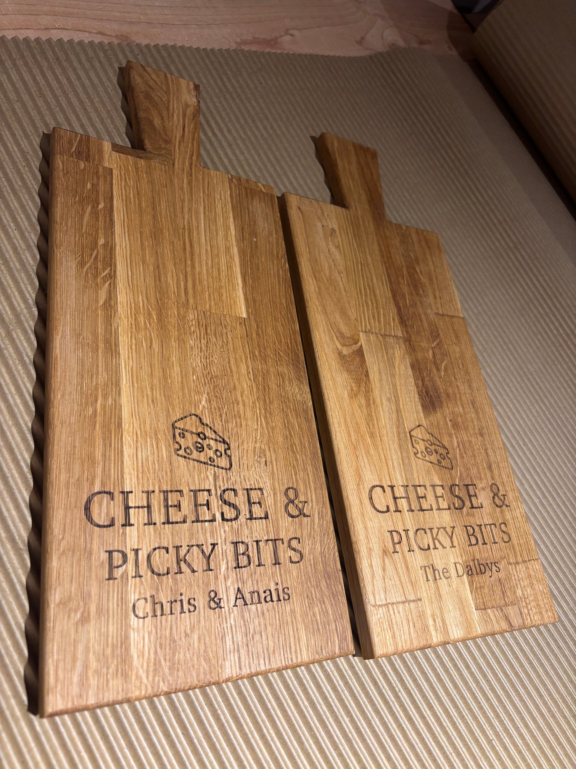 Personalised Block Oak Christmas Cheese  and Picky Bits Paddle Board The Rolling Cow