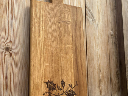 Personalised Block Oak Christmas Holly Paddle Board The Rolling Cow