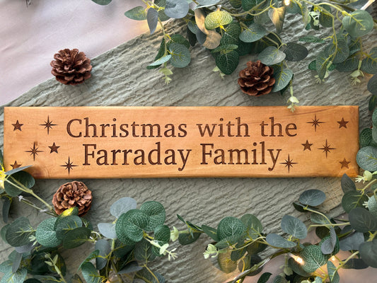 Personalised Family Christmas Wooden Sign