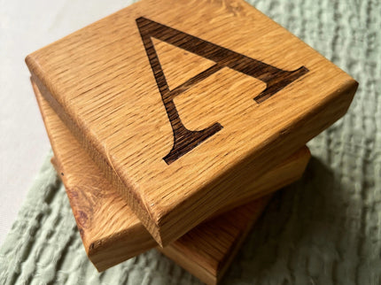 Oak Initial Coaster The Rolling Cow