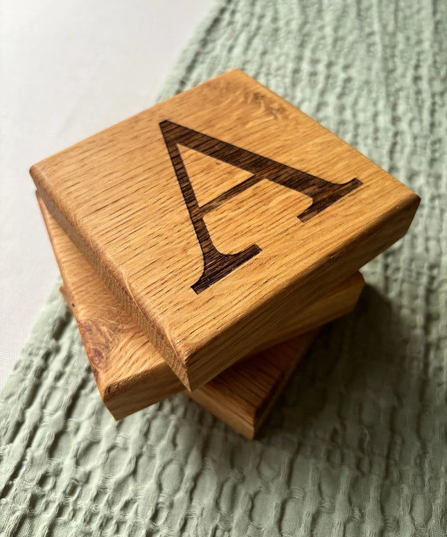 Oak Initial Coaster The Rolling Cow