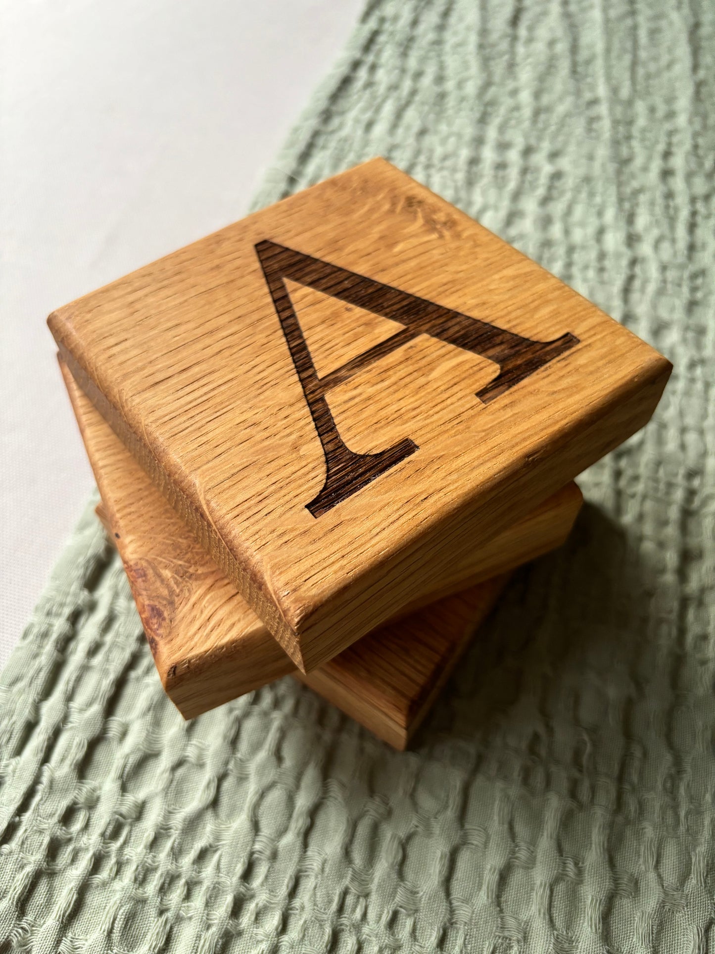 Oak Initial Coaster