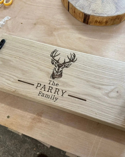 Personalised Oak Handle Serving Board The Rolling Cow