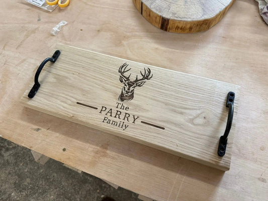 Personalised Oak Handle Serving Board The Rolling Cow