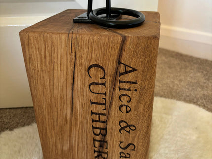Engraved Oak Doorstop The Rolling Cow
