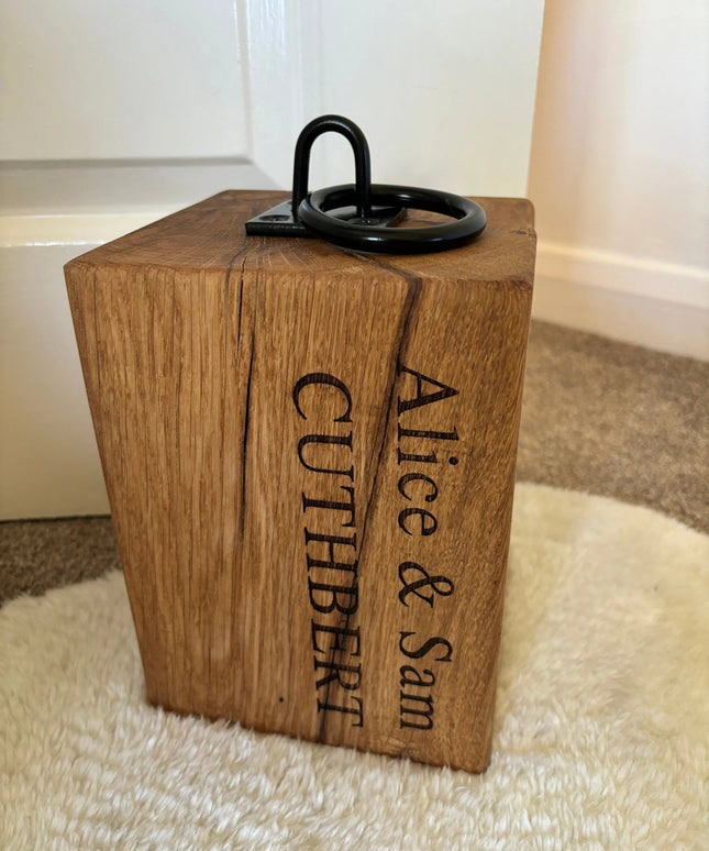 Engraved Oak Doorstop The Rolling Cow