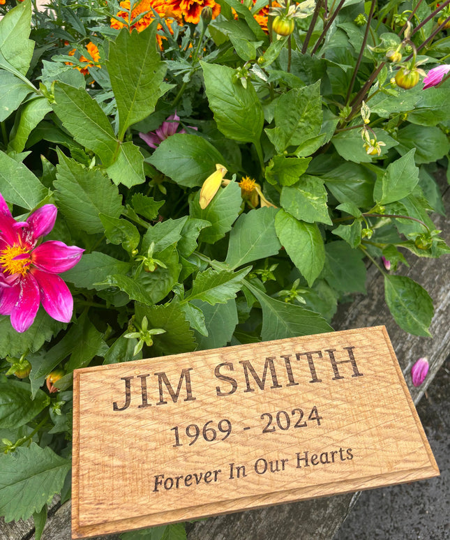 Oak Engraved Memorial Plaque The Rolling Cow
