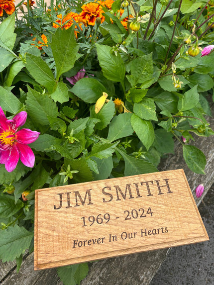 Oak Engraved Memorial Plaque The Rolling Cow
