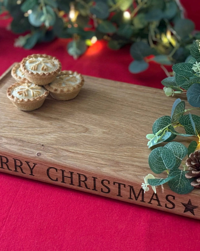Engraved Solid Oak Christmas Chopping Board The Rolling Cow