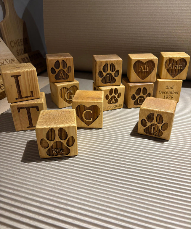 Engraved Wooden Stacking Block The Rolling Cow