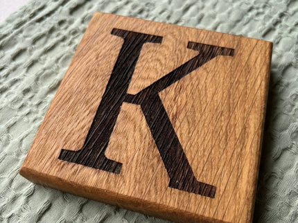 Oak Initial Coaster The Rolling Cow
