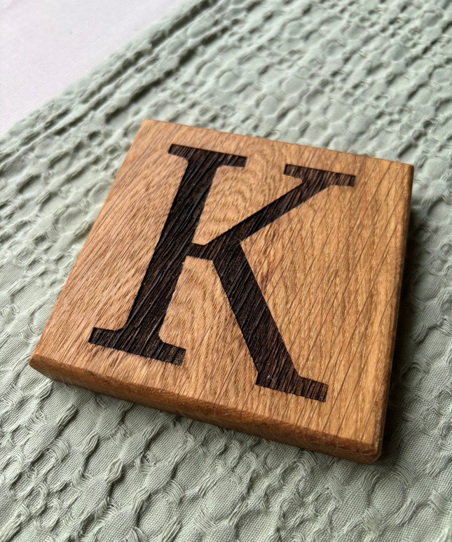 Oak Initial Coaster The Rolling Cow