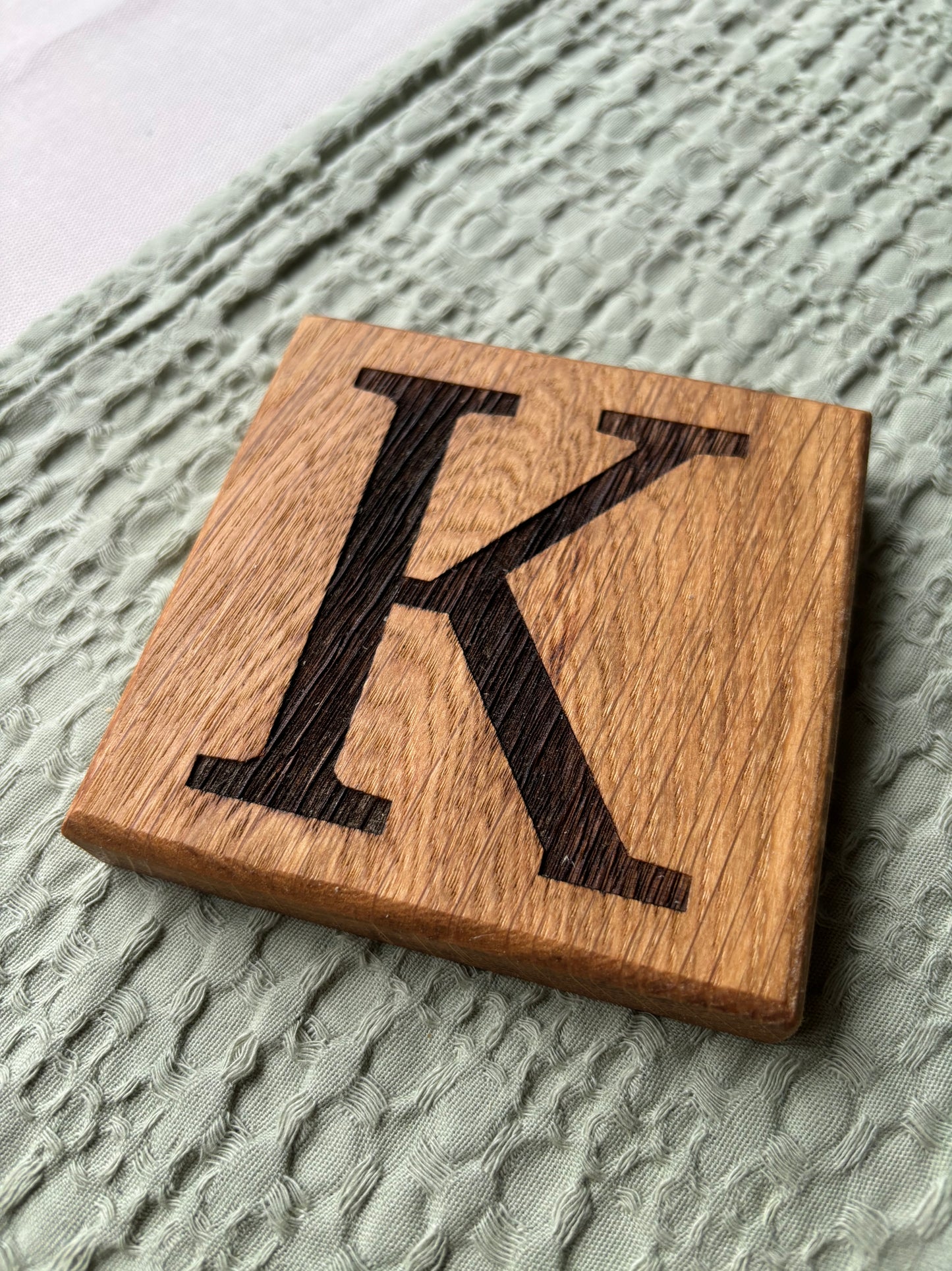 Oak Initial Coaster