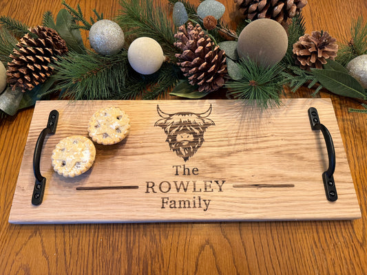 Personalised Oak Handle Serving Board The Rolling Cow