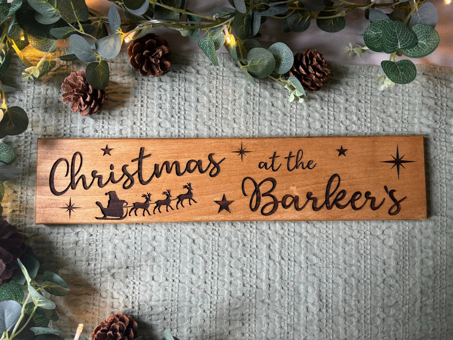 Personalised Family Sleigh Christmas Wooden Sign The Rolling Cow
